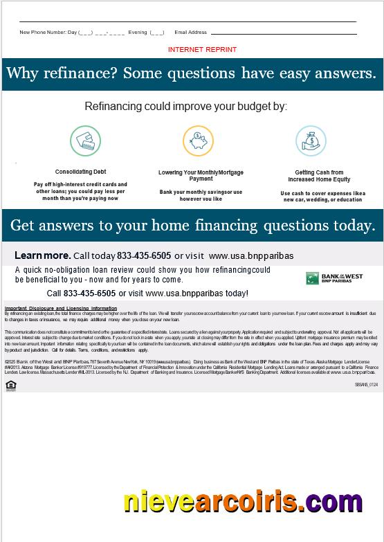 USA South Dakota Bank of the West BNP Paribas bank mortgage statement, 3 pages 3